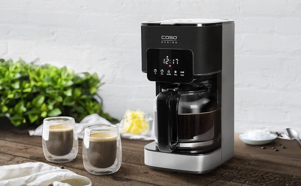 Espressor CASO Coffee Taste and Style cu filtru permanent, 1,5 l, temperatură optimă de preparare 92-96 °C, sistem anti-picurare, cap de preparare optimizat, oțel inoxidabil, 12 cești