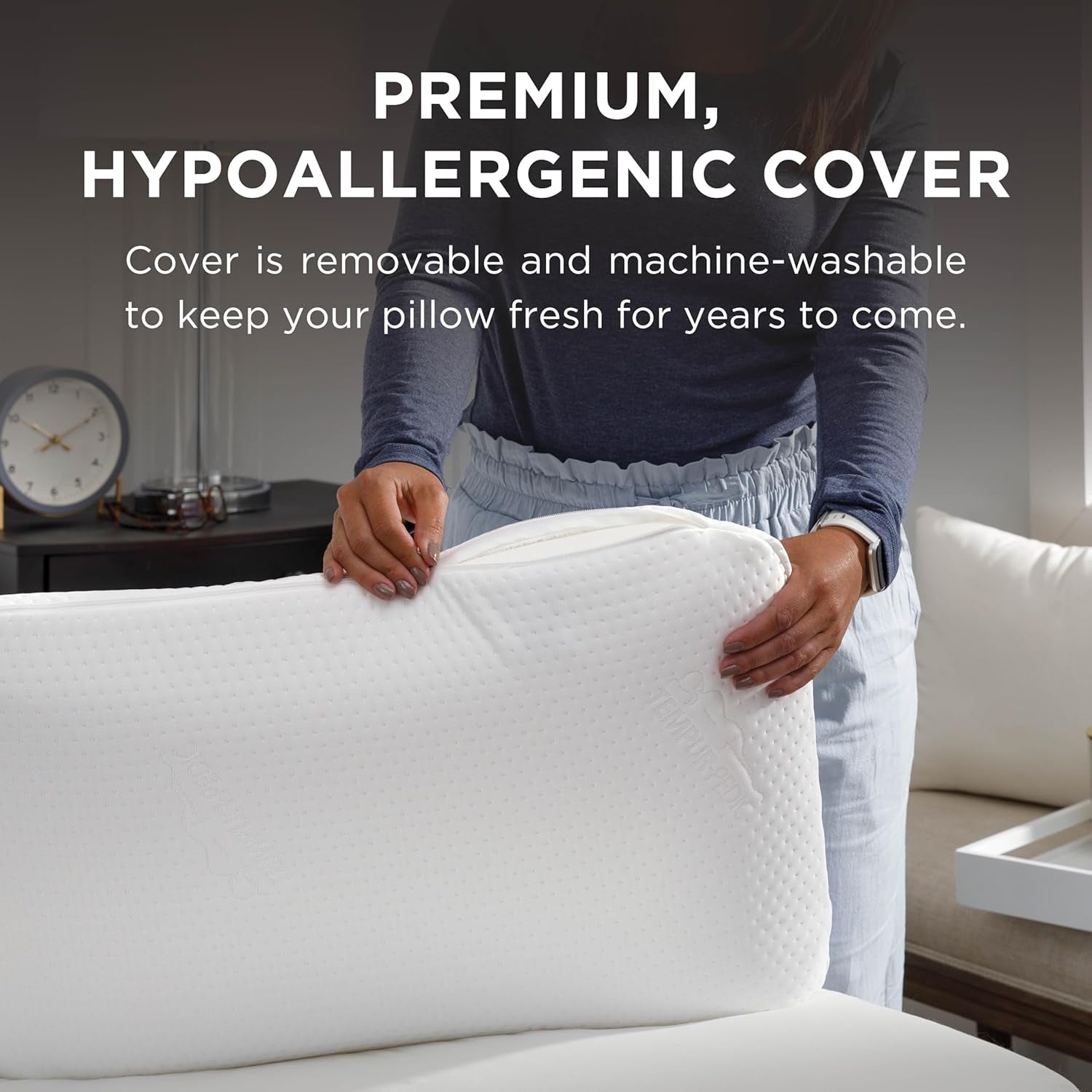 TEMPUR-PEDIC Pernă Symphony Fabricată din spumă cu memorie, Luxuriantă, Moale, Standard, Albă Perne standard Naty Shop