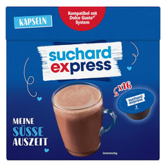 Suchard Express Kakao Kapseln für Dolce Gusto, 3x 16 Kapseln, kompatibel mit Nescafé Dolce Gusto Maschinen, Cremige Trinkschokolade