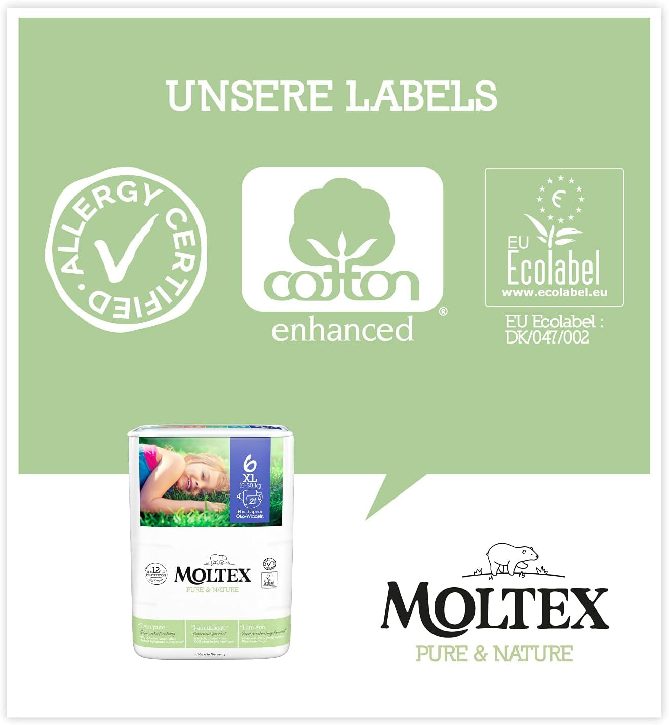 Organické plenky Pure & Nature Velikost 6 XL (17-28 kg) Měsíční box 84 Organické plenky