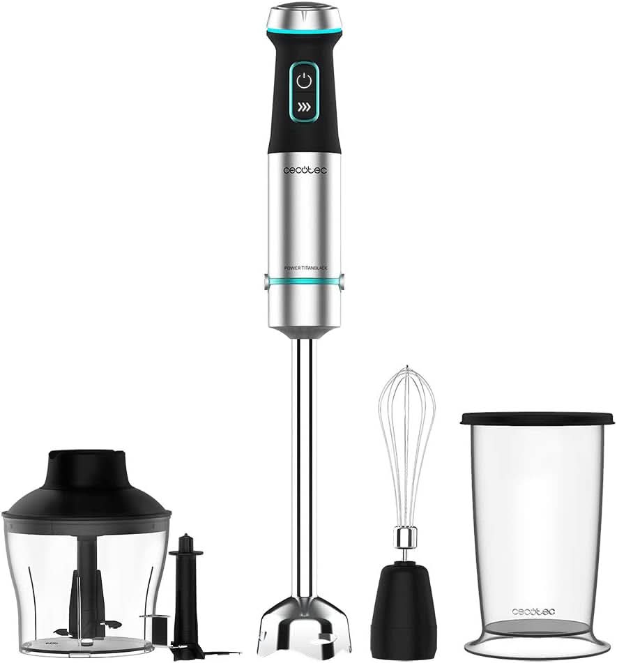 Cecotec Stabmixer Power Titanblack 1500 XL Perfectcream&Crush. 1500 W, Crossblades Technologie Mit 4-Klinge-Blättern Mit Schwarzer Titan-Beschichtung, Extralangem Fuß, Spritzschutz-Klingeneinsatz Matka a dítě Naty Shop 1200 W 4 Zubehörteile