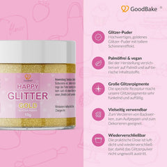 Goodbake Happy Glitter Gold - Glitter alimentar comestibil, 10 grame Glitter Naty Shop