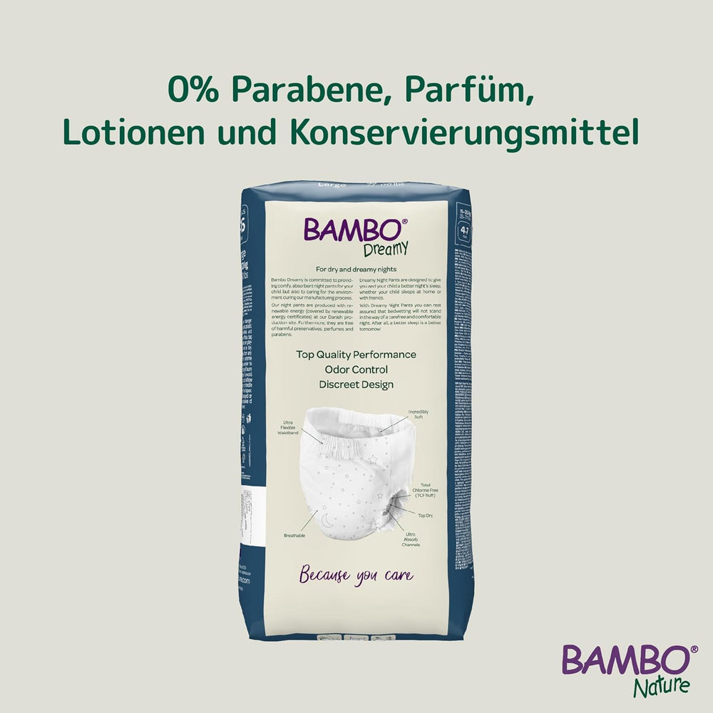 Bambo Dreamy noční stahovací pleny, velké (35-50kg/77-110lbs), 10-balení | Stahovací plenky pro děti | Ultra absorpční noční prádlo