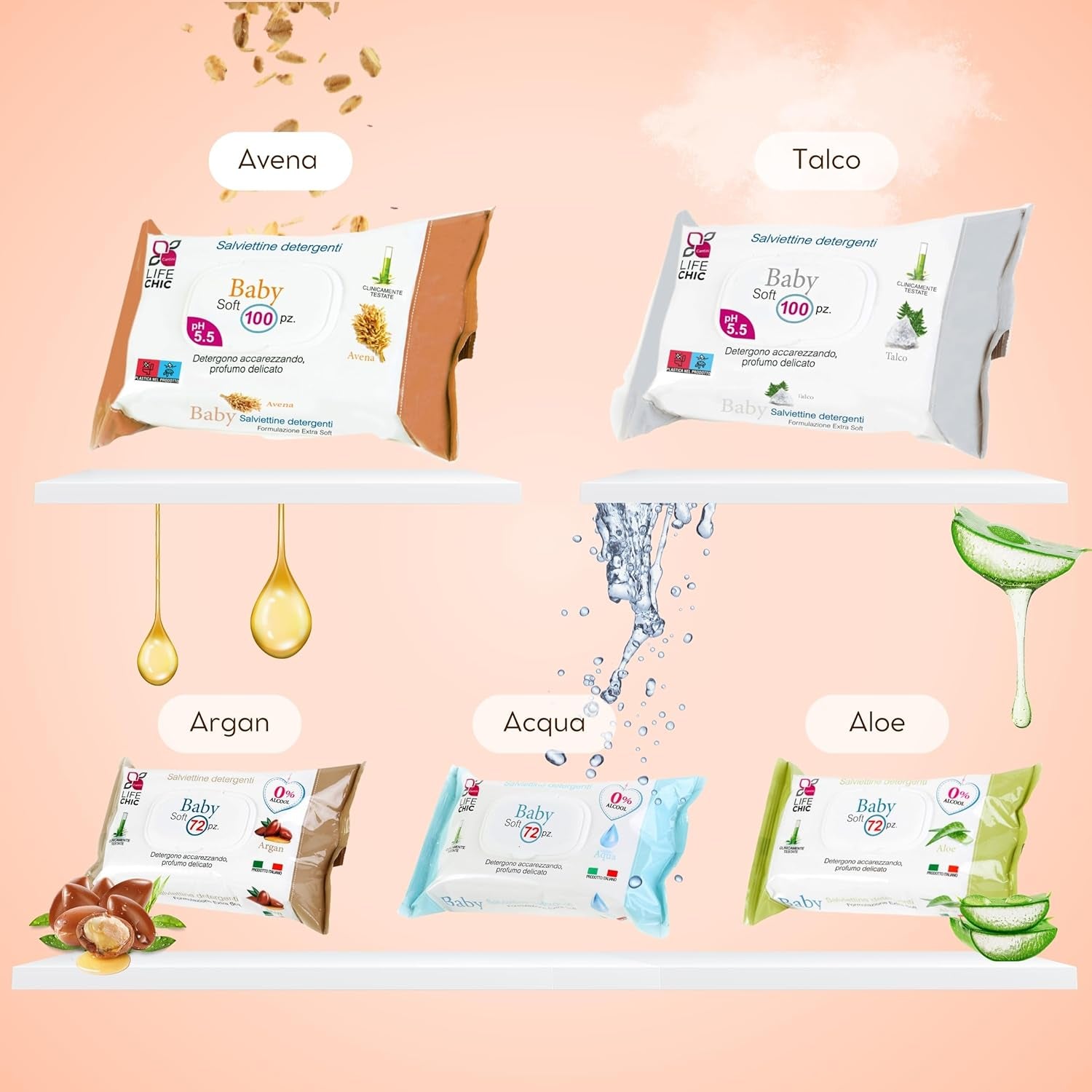 Aloe dětské vlhčené ubrousky pro citlivou pokožku, bez alkoholu, šetrné k pokožce, pH 5,5, lehce vonící, počet 1728 (24 balení)