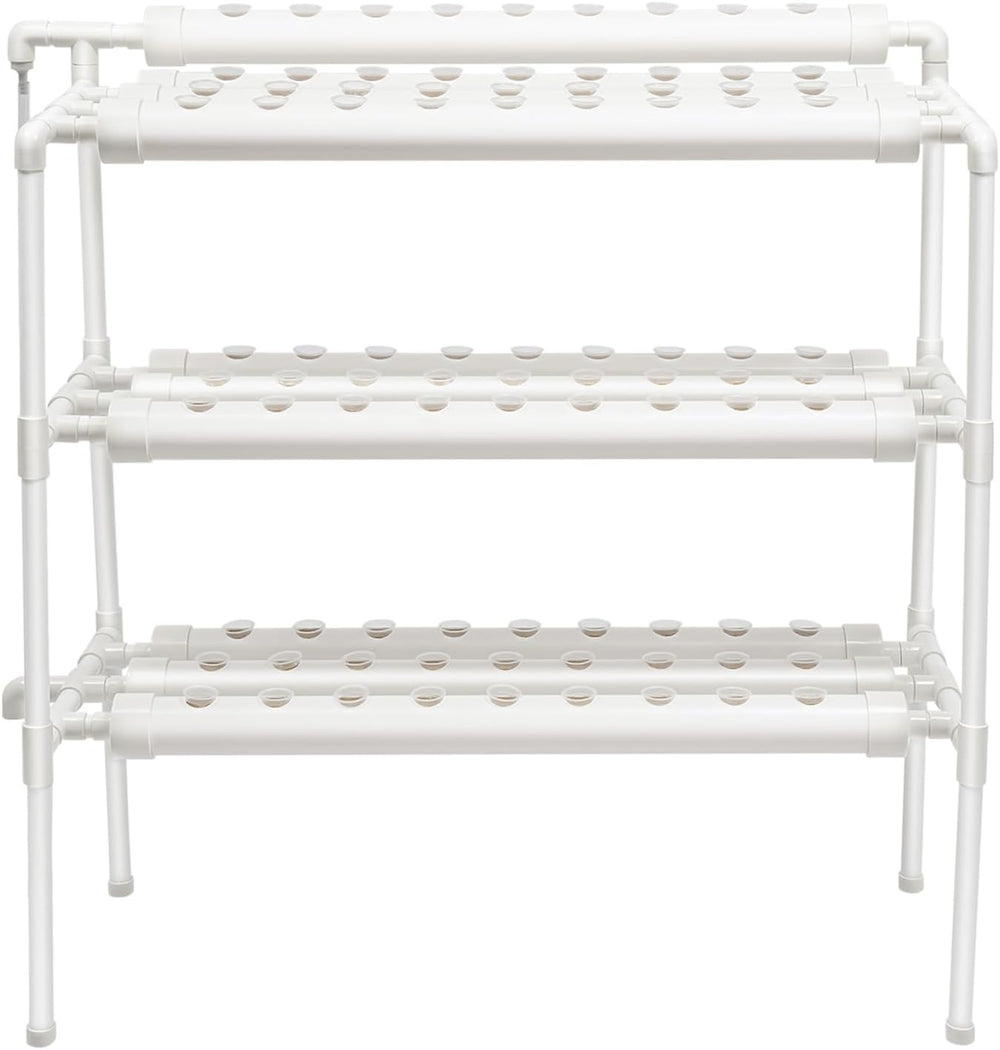 3vrstvá sada pro hydroponické pěstování s 90/108 pozicemi pro výsadbu a vodní pumpou, systémy pro pěstování rostlin bez půdy z PVC, sady pro hydroponické pěstování zeleniny a ovoce (108 pozic pro výsadbu)