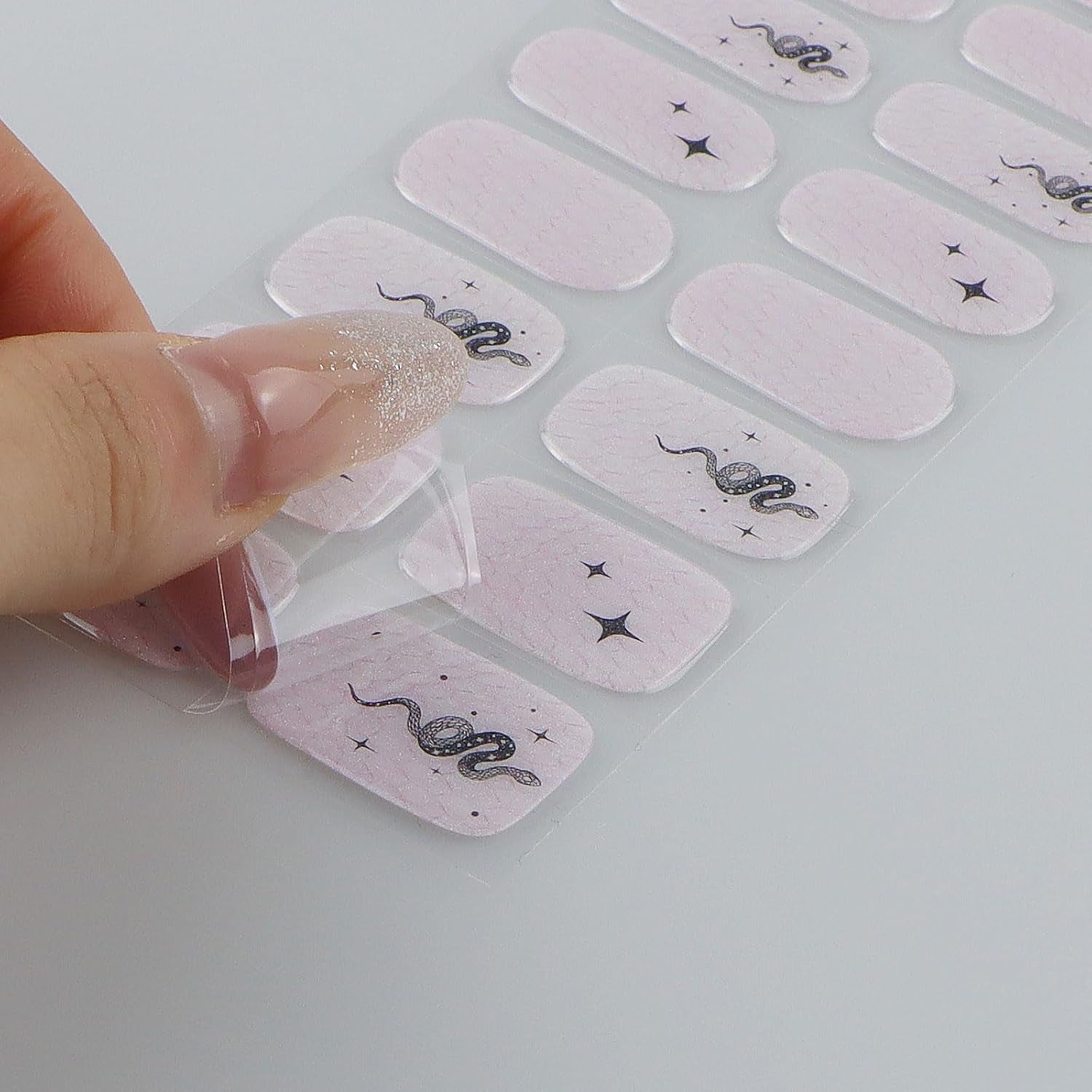 JMEOWIO Nagelfolie UV Härtend Schlange Stern UV Gel Nail Strips Nagelsticker Nagelaufkleber Nail Art Dekoration Nageldesign Zubehör