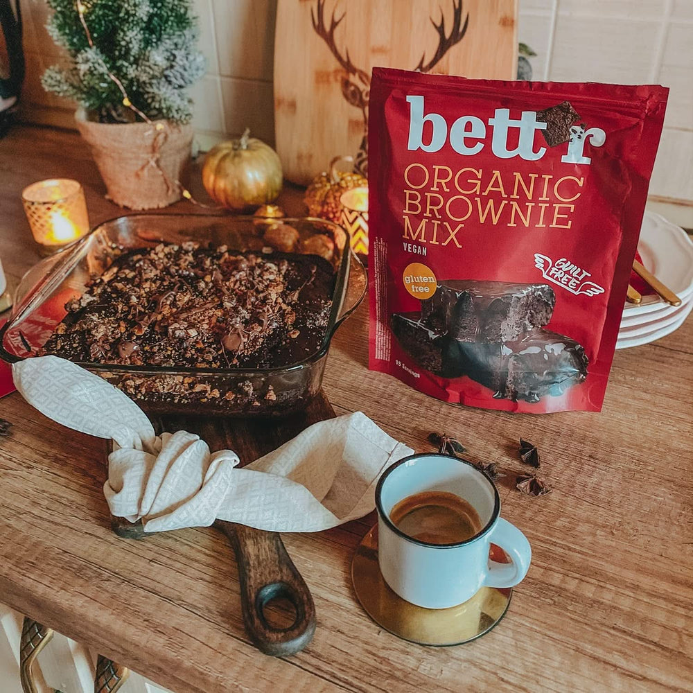 Bettr Organic Brownie Mix - Organické, veganské a bezlepkové brownies s bohatou kakaovou příchutí, 6 x 400 gramů Kitchen Naty Shop