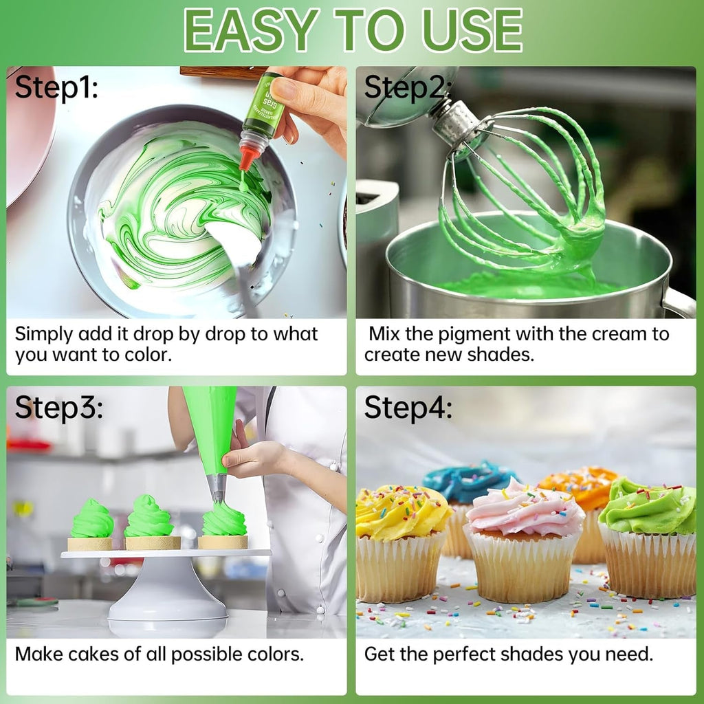 Colorant alimentar liposolubil, 10 culori colorant alimentar pe bază de ulei pentru decorarea tortului de ciocolată, set de coloranți alimentari foarte concentrați pentru fondant, cupcake, copt, colorant alimentar - 6 ml fiecare