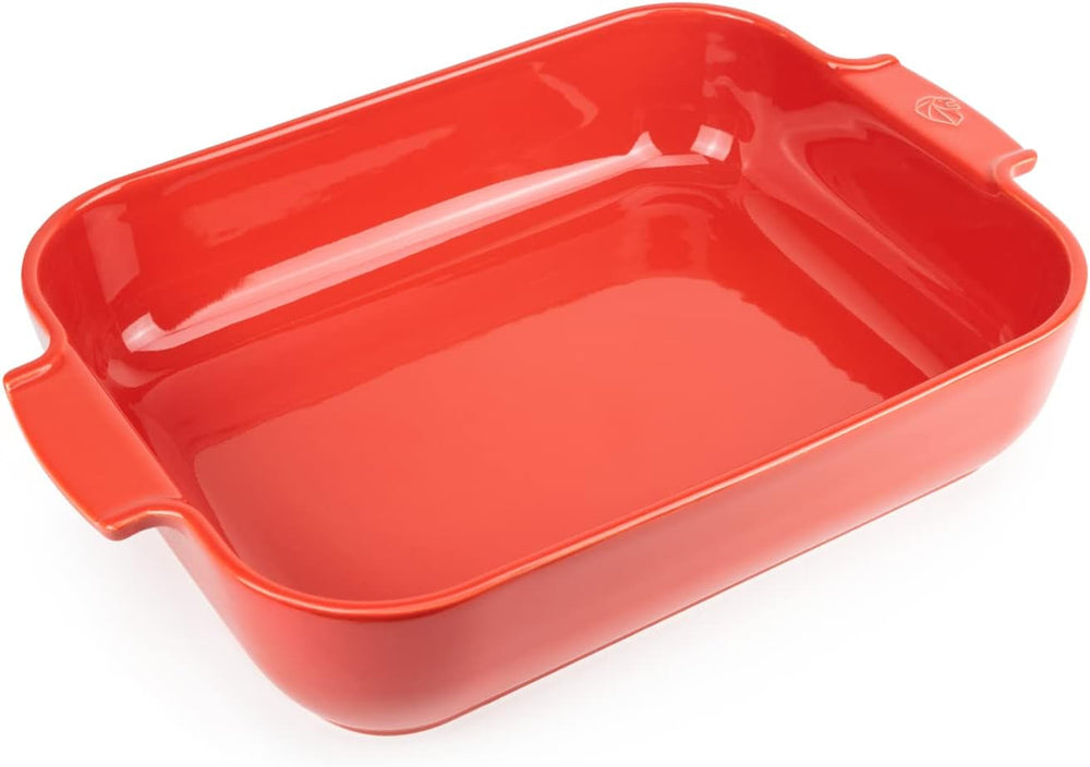 Peugeot Appolia Rechteckige Auflaufform Mit Griffen, Keramik, Schiefer / Grau, 8,3X40,5X27,2 Cm, Fassungsvermögen: Ca. 4 L, 60022 Formy a plechy na pečení Naty Shop Rot