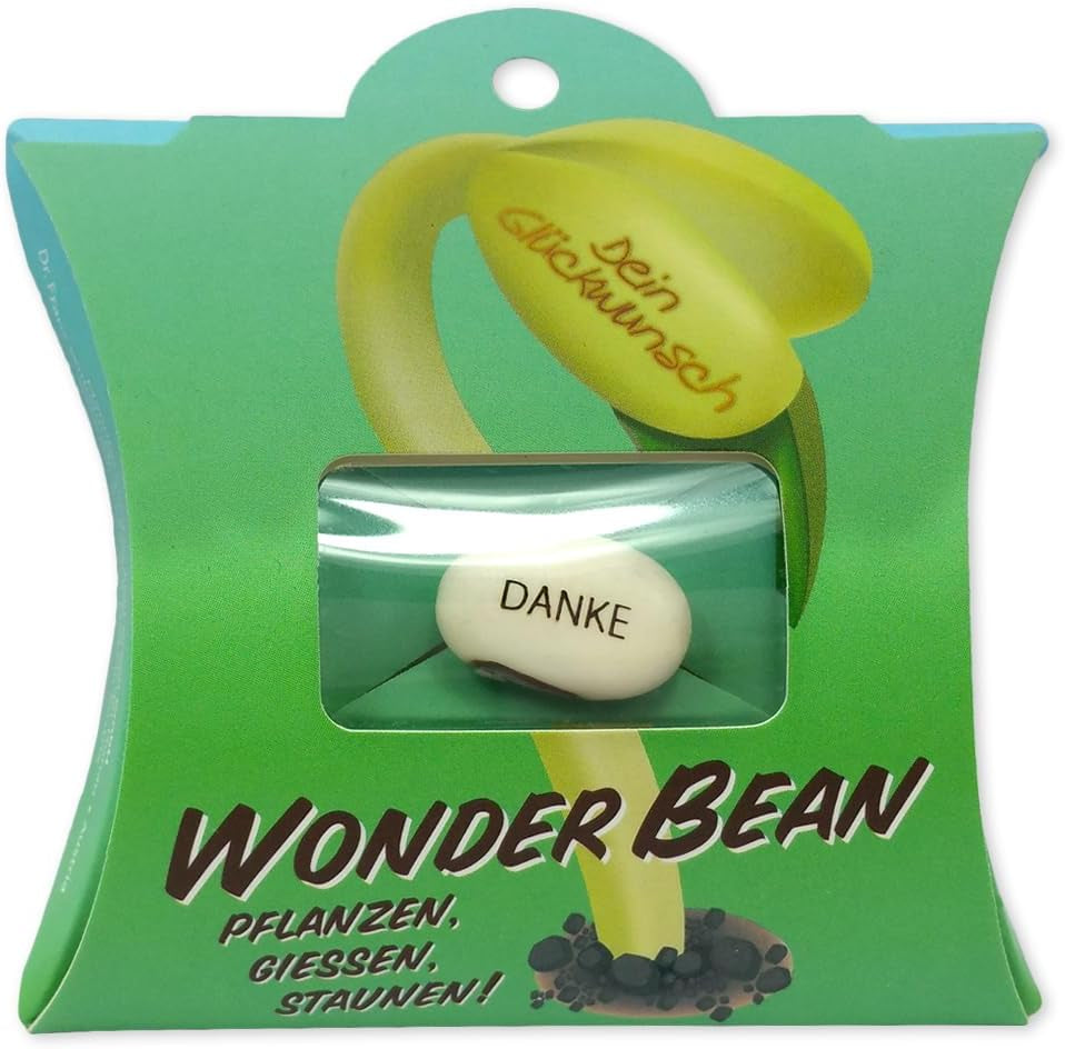 Feel Green Wonder Bean (5 Stk), Viel Glück, Bohne Mit Eingravierter Glücksbotschaft, Made in Austria, Nachhaltige Geschenkidee, Pflanzen-Gießen-Staunen