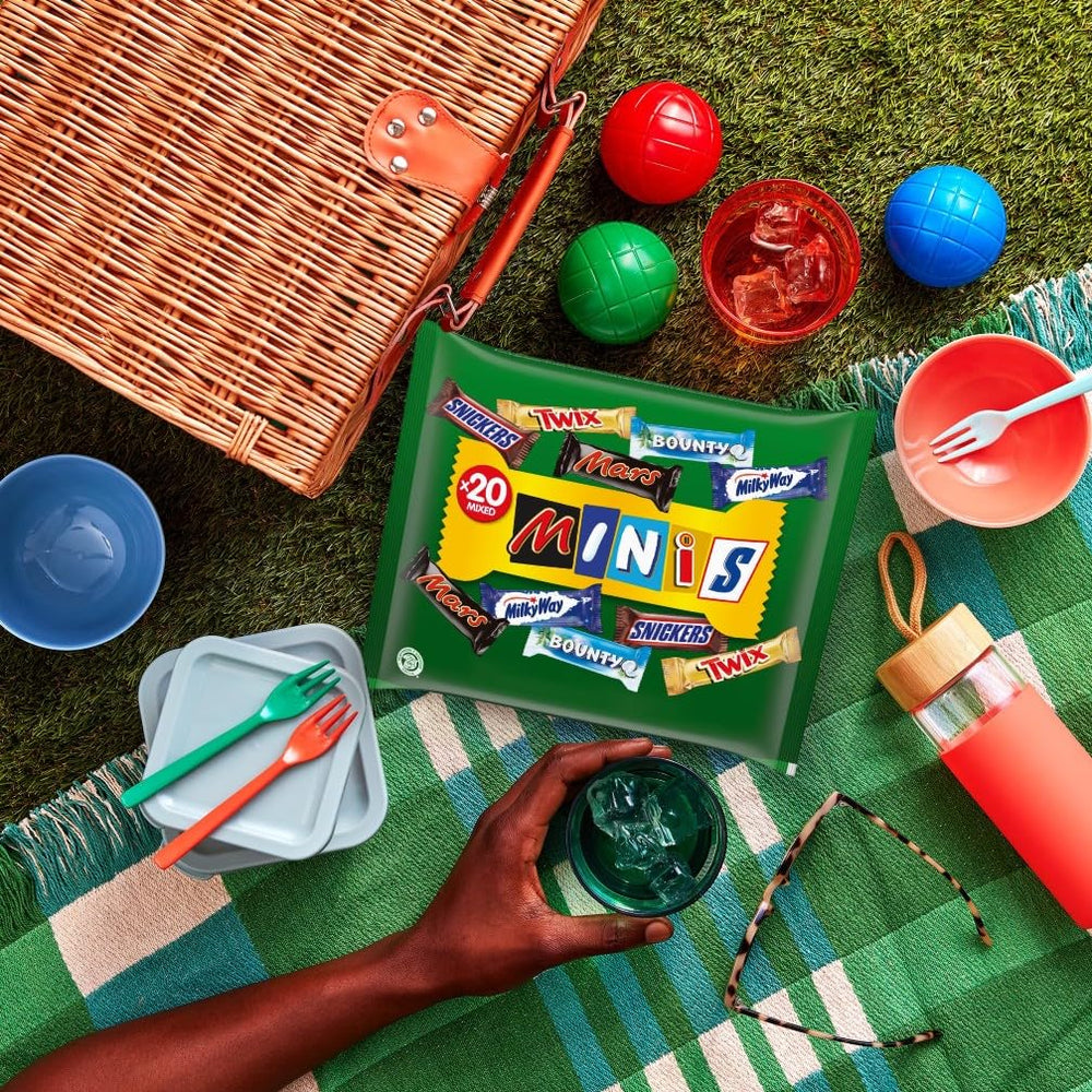 Hromadné balení mini míchané čokolády, 20 mini čokoládových svačin (Mars, Snickers, Bounty, Twix, Milky Way), jako bonbón, čokoládový dárek, bonboniéra, 400 g
