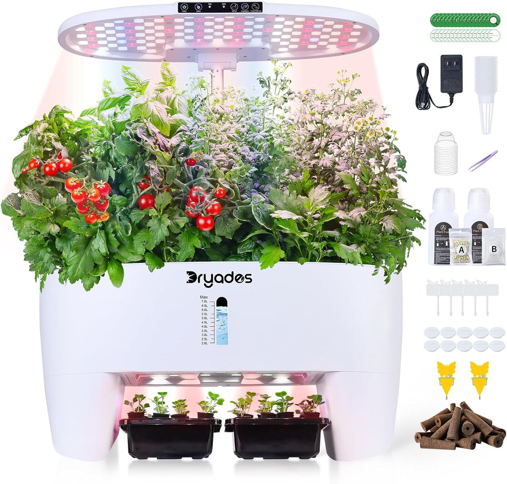 Hydroponic Grow System: 8 kapslí, 24W Full Spectrum LED Lamp s upozorněním na nízkou hladinu vody | Vnitřní zahrada pro kuchyň, obývací pokoj, školu | Tip na dárek pro amatérské zahradníky