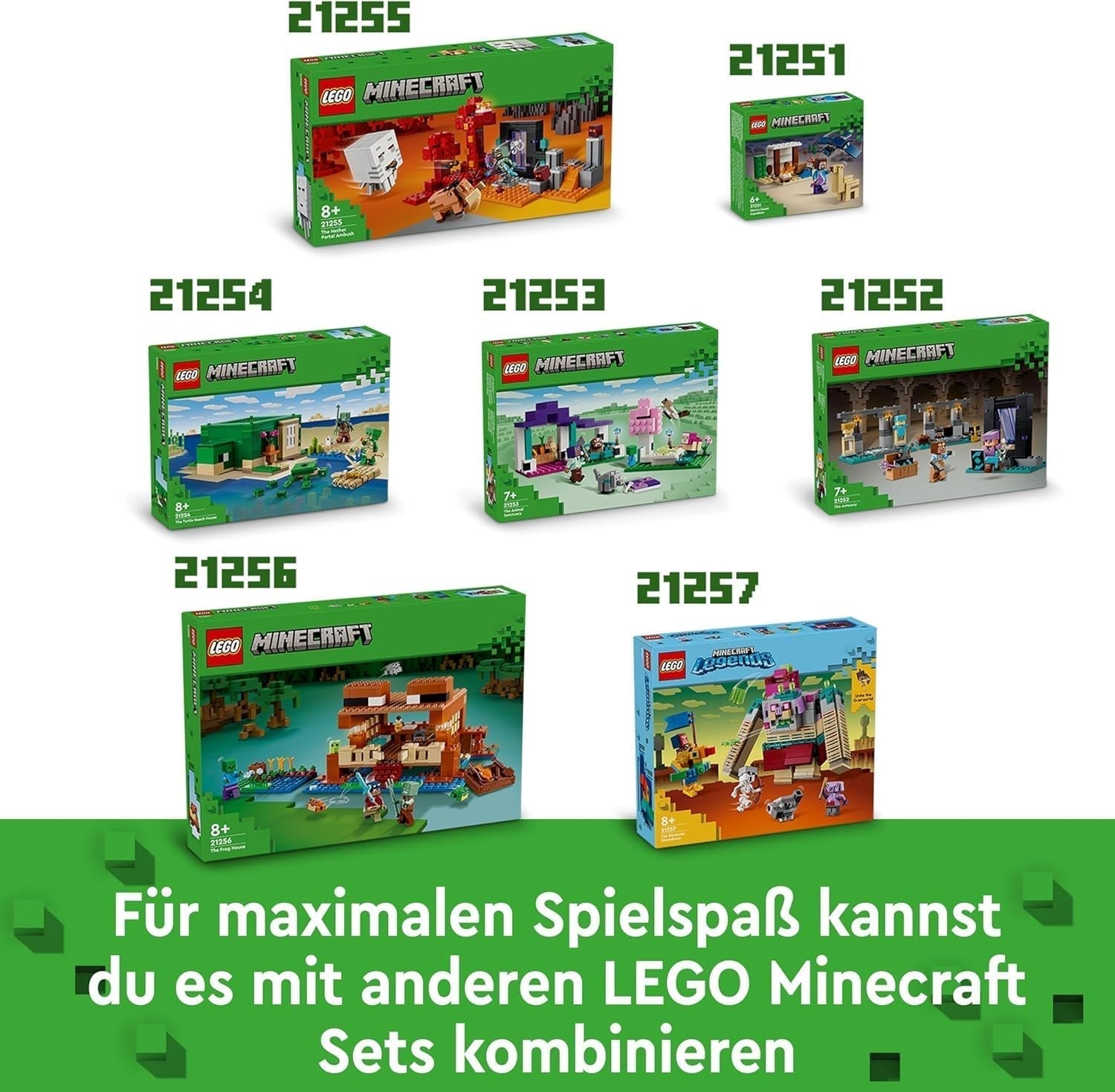 LEGO Minecraft Sanctuarul animalelor, jucărie cu multe figuri de animale pentru fete și băieți de la 7 ani, cadou pentru gameri și copii, set de modele de cărămizi ale biomului de câmpie 21253 Seturi de constructie Besuche den LEGO-Store