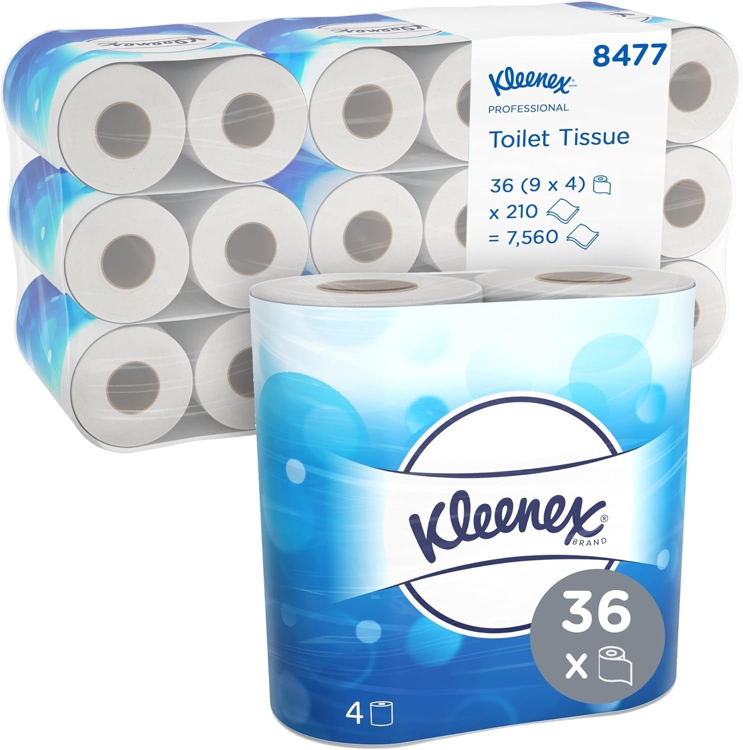 Kleenex Premium Role de hârtie igienică 8484, hârtie igienică cu 4 straturi, hârtie igienică cu foi căptușite din fibre pure 100%, hârtie certificată Fsc, 24 role X 160 (Insg. 3.840 foi)