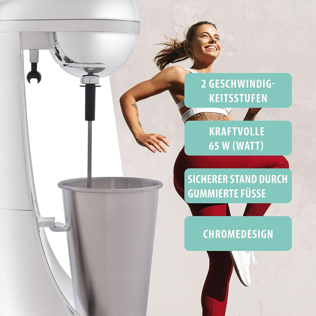 Clatronic® Barmixer U. Milchaufschäumer | Smoothie Maker | 650Ml Edelstahlbehälter | Praktischer Becherhalter | Mixer | 2 Geschwindigkeitsstufen | Kraftvoller 65 Watt Motor | Chromdesgin | BM 3472 Bucatarie Naty Shop
