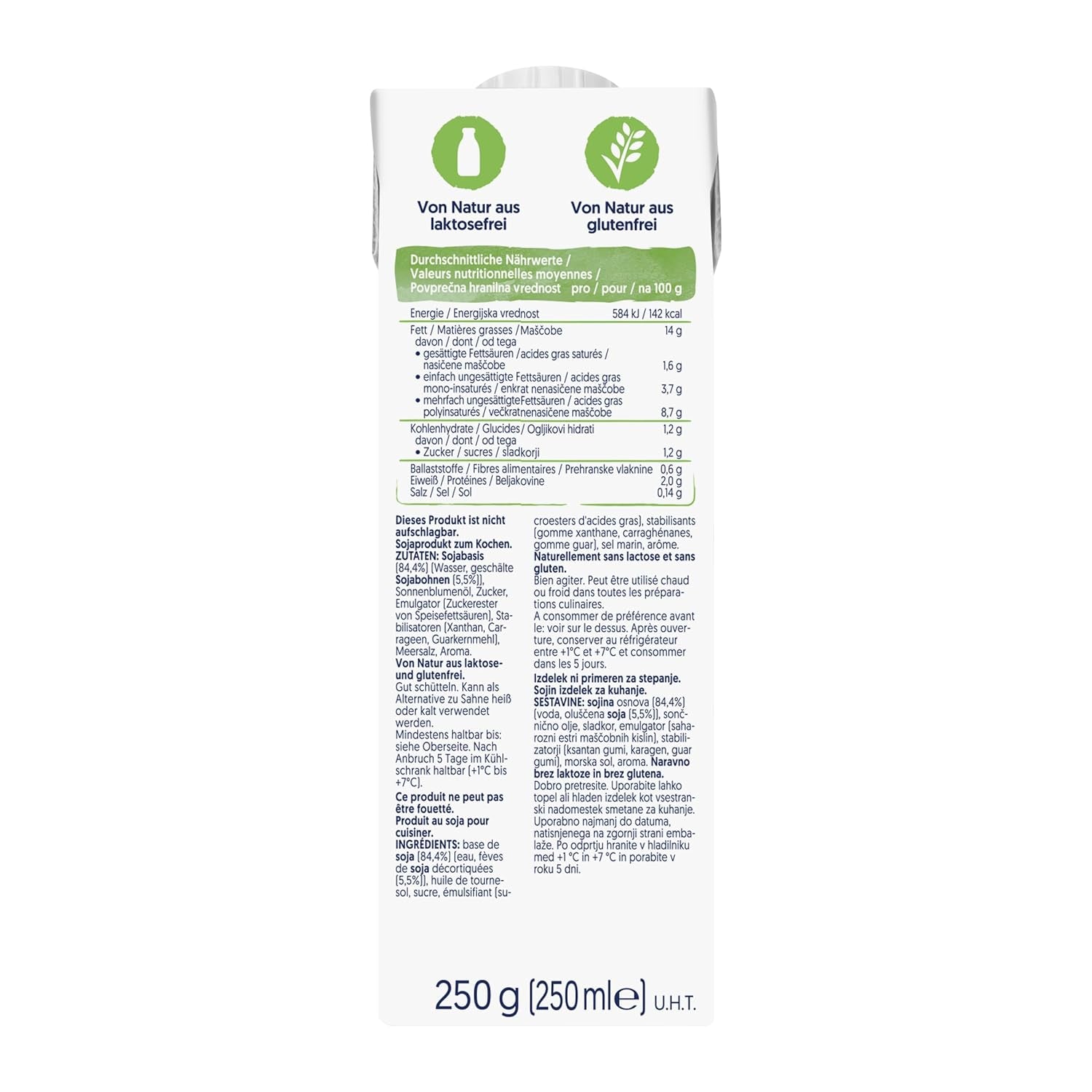 Alpro Cooking Soya – Vegan Kochcreme aus Soya s neutrální chutí do teplé i studené kuchyně – 15 x 250 ml