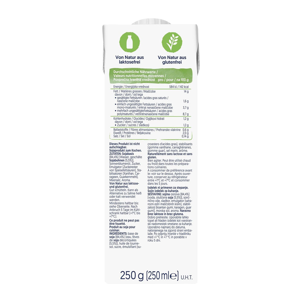 Alpro Cooking Soya – Vegan Kochcreme aus Soya s neutrální chutí do teplé i studené kuchyně – 15 x 250 ml