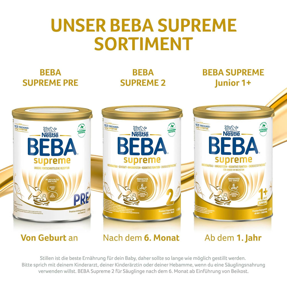 BEBA SUPREME JUNIOR 1 Plus - Nápoj pro děti od 1 roku, s komplexem 6 HMO, bez laktózy, bez palmového tuku, bez rybího tuku, výživa pro malé děti, sušené kojenecké mléko, balení 6 ks (6 x 800g)