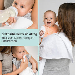 MAKIAN Mušelínové čtverce, Balení po 10 ks, 80x80 cm, Oeko-TEX® Standard 100 Certified, 10 Premium utěrky na odříhnutí – Dvojité tkané látkové čtverce / Mušelínové čtverce, odolné proti varu – bílé