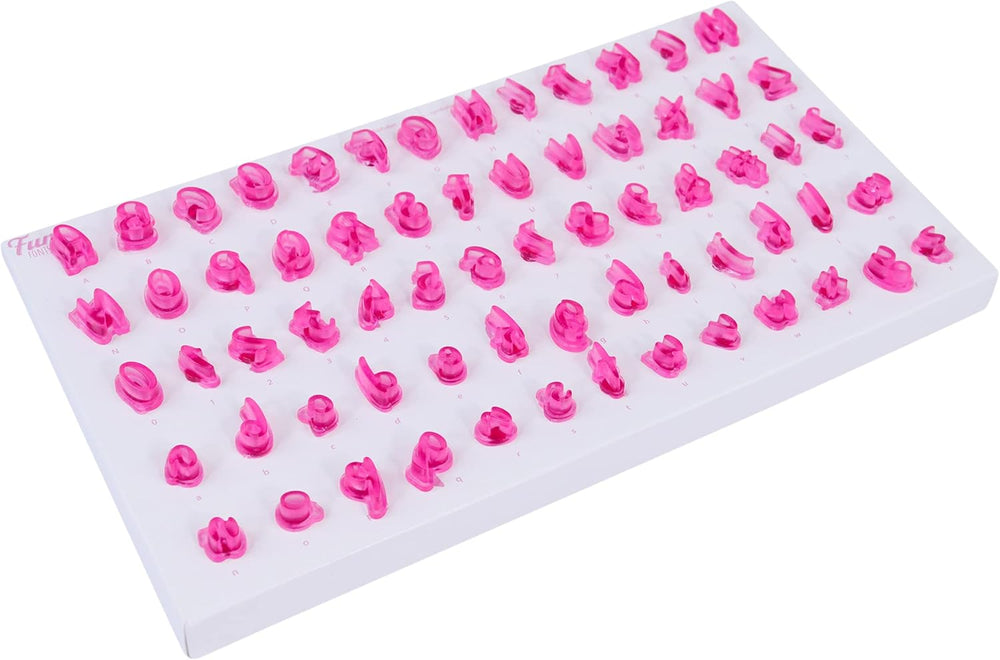 Zábavná písma FF60 – sada razítek na koláčky a sušenky pro design dortů, 66 kusů, kolekce 3, plast