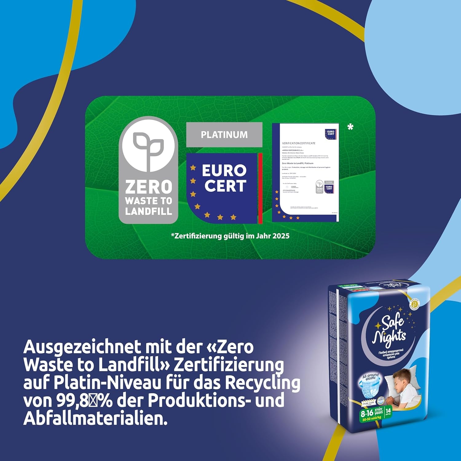 Safe Nights Boy, noční kalhoty pro věk 8-16 let (30-50 kg), 84 kusů