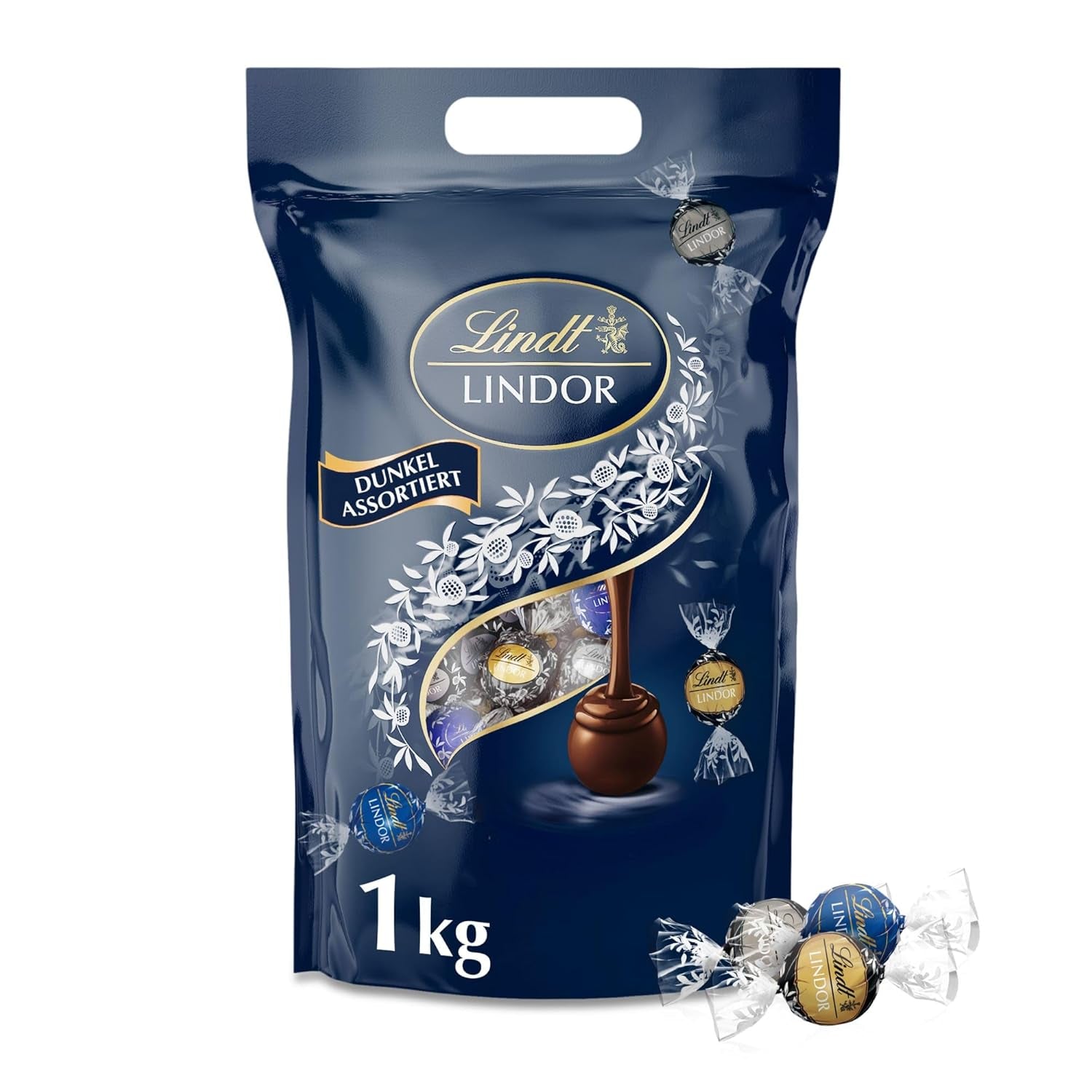 Lindt LINDOR Čokoládové kuličky tmavá směs, 1 kg sáček, znovu uzavíratelné čokoládové bonbóny Naty Shop Výchozí název