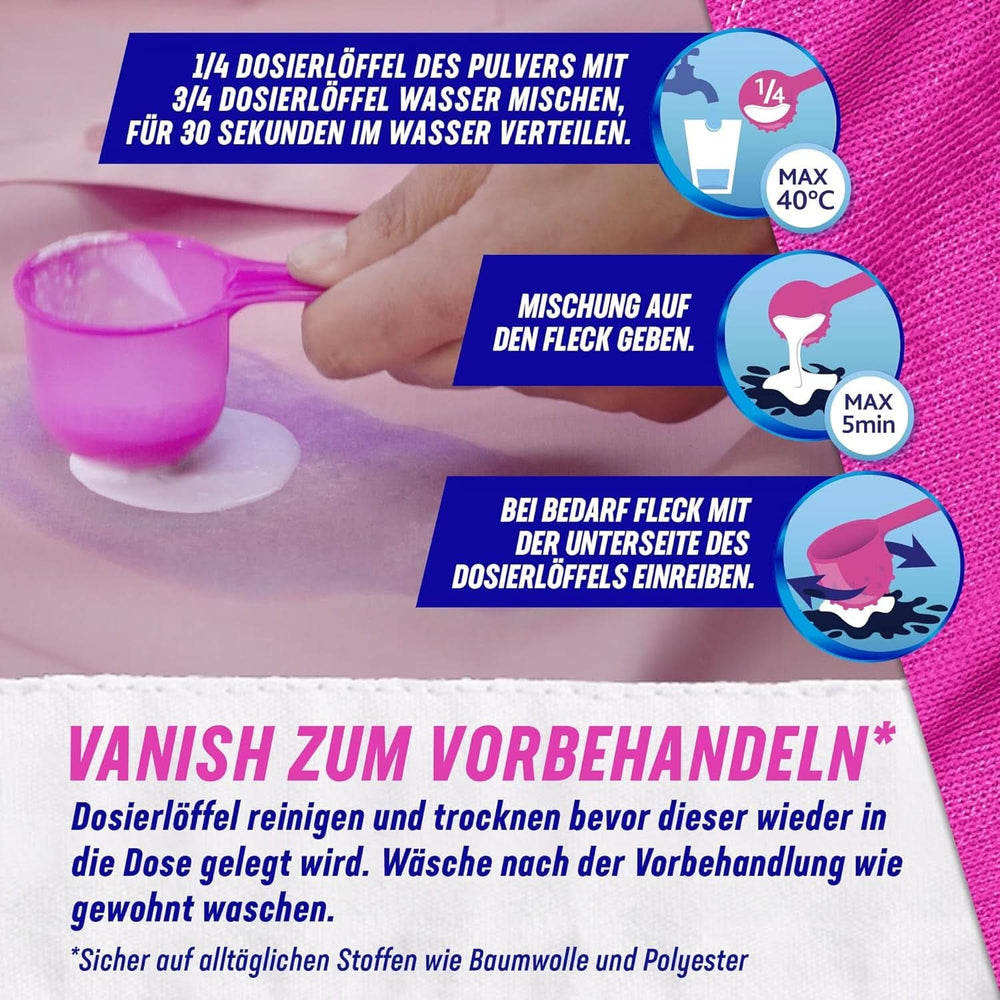 Vanish Oxi Action Powder Pink - 1,125 Kg - prášek na odstranění skvrn a zlepšení prádla bez chlóru - na barevné prádlo Prací prostředky Naty Shop