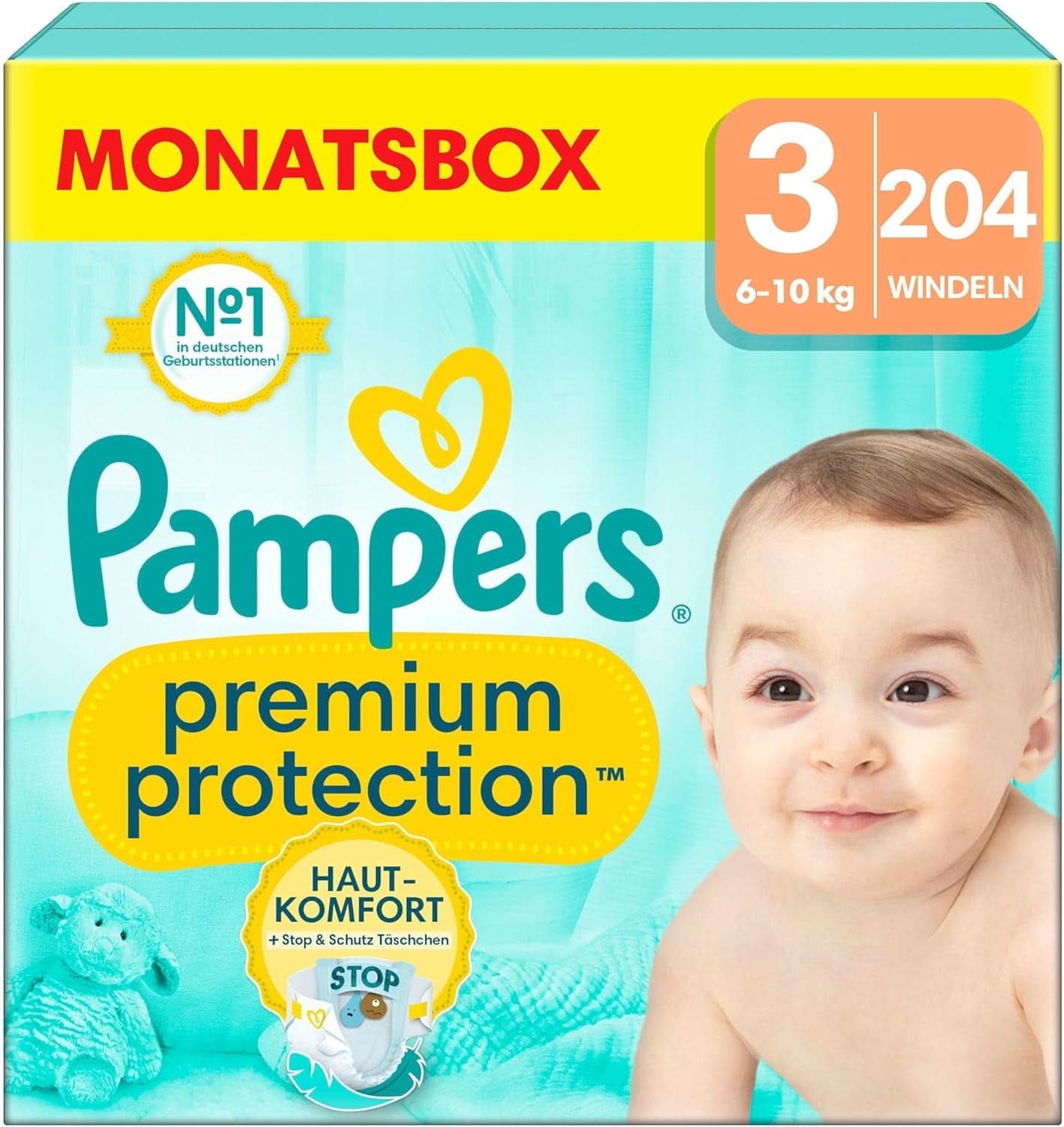 Pampers Baby Plenky vel. 4, Premium Protection, Plenky, 174 ks. , 9Kg - 14Kg Matka a dítě Naty Shop 3 (204 ks) Prémiová ochrana