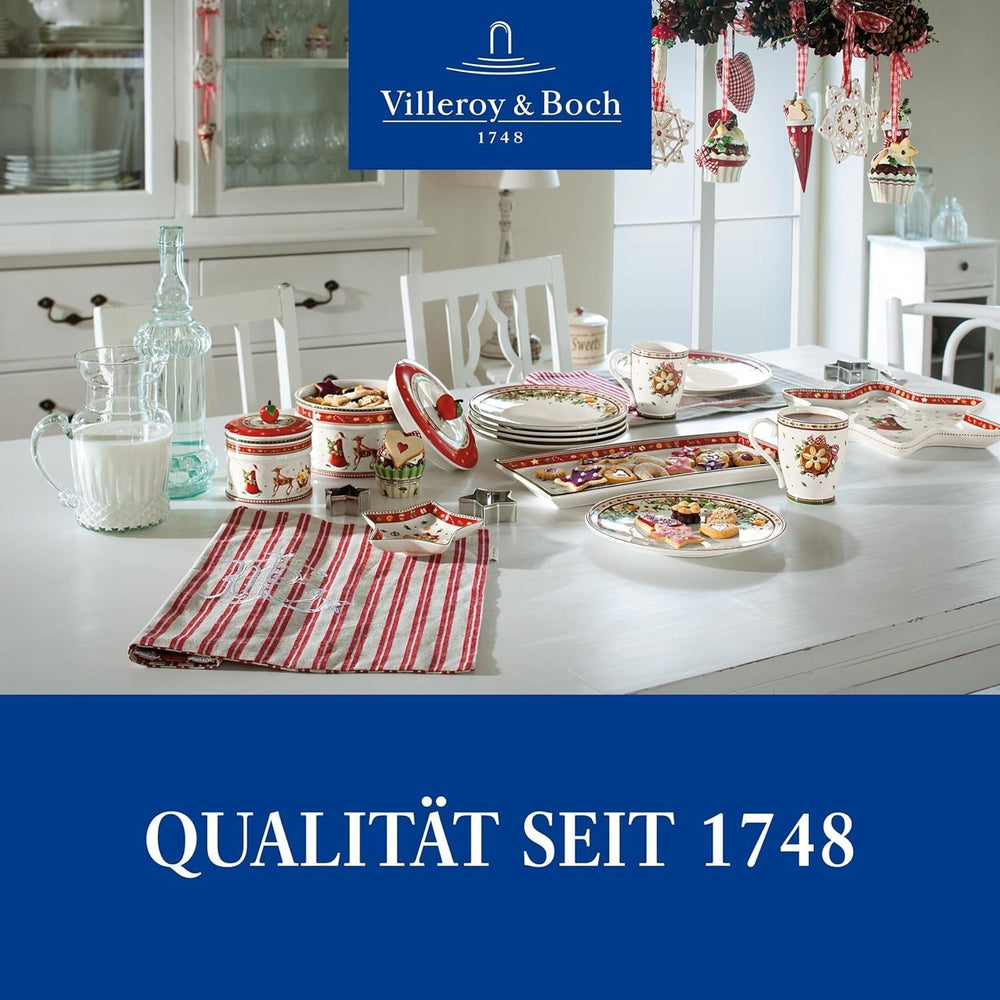 Villeroy & Boch - Winter Bakery Delight Cutie mică de depozitare, cutie ceramică pentru biscuiți de Crăciun, cutie de Crăciun, cutie pentru biscuiți, cutie pentru biscuiți, cutie ceramică cu capac, depozitare dulciuri, porțelan premium Cutii depozitare alimente Naty Shop