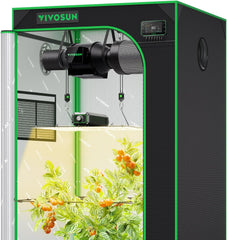 VIVOSUN GIY 80x80x160cm Smart Grow Tent System, Vestavěná sada WiFi Grow Tent Kit s automatickou ventilací a cirkulací, 150W Full Spectrum LED Grow Light a GrowHub E42A Controller