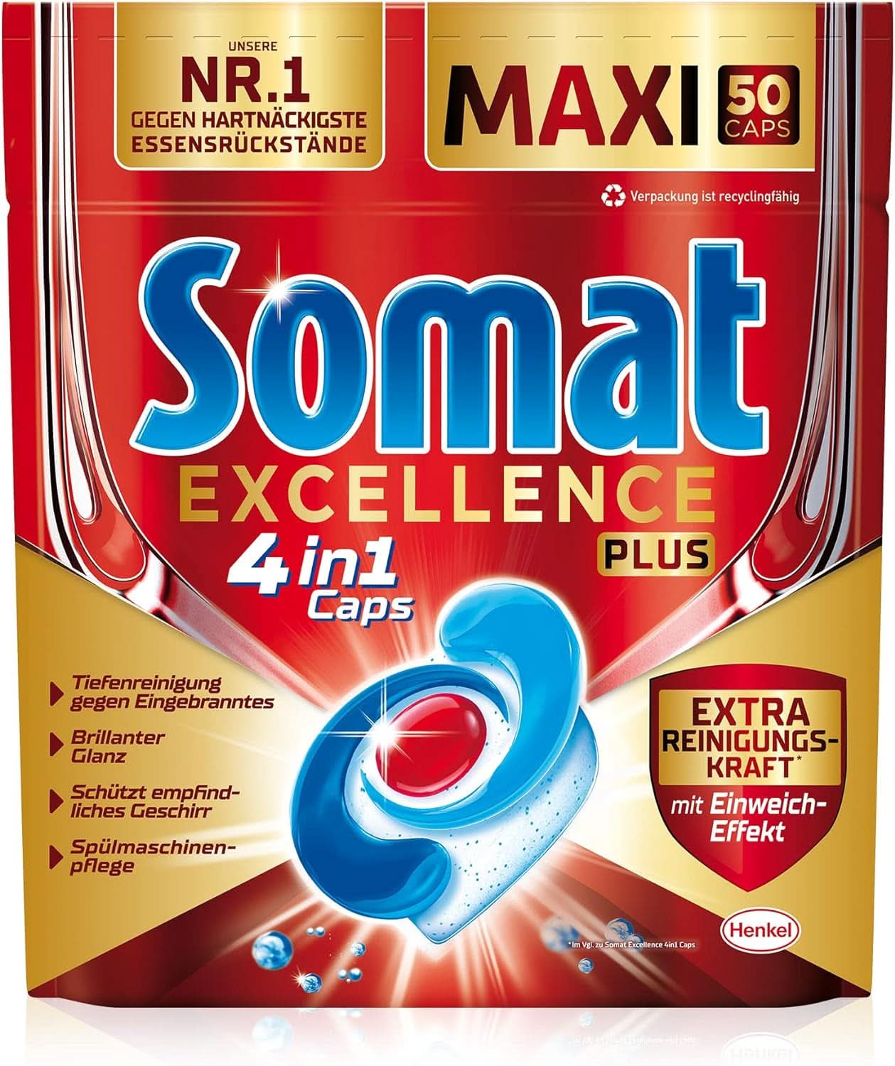 Somat Excellence plus 4In1 Caps (50 Caps), tablete de spălat vase Naty Shop