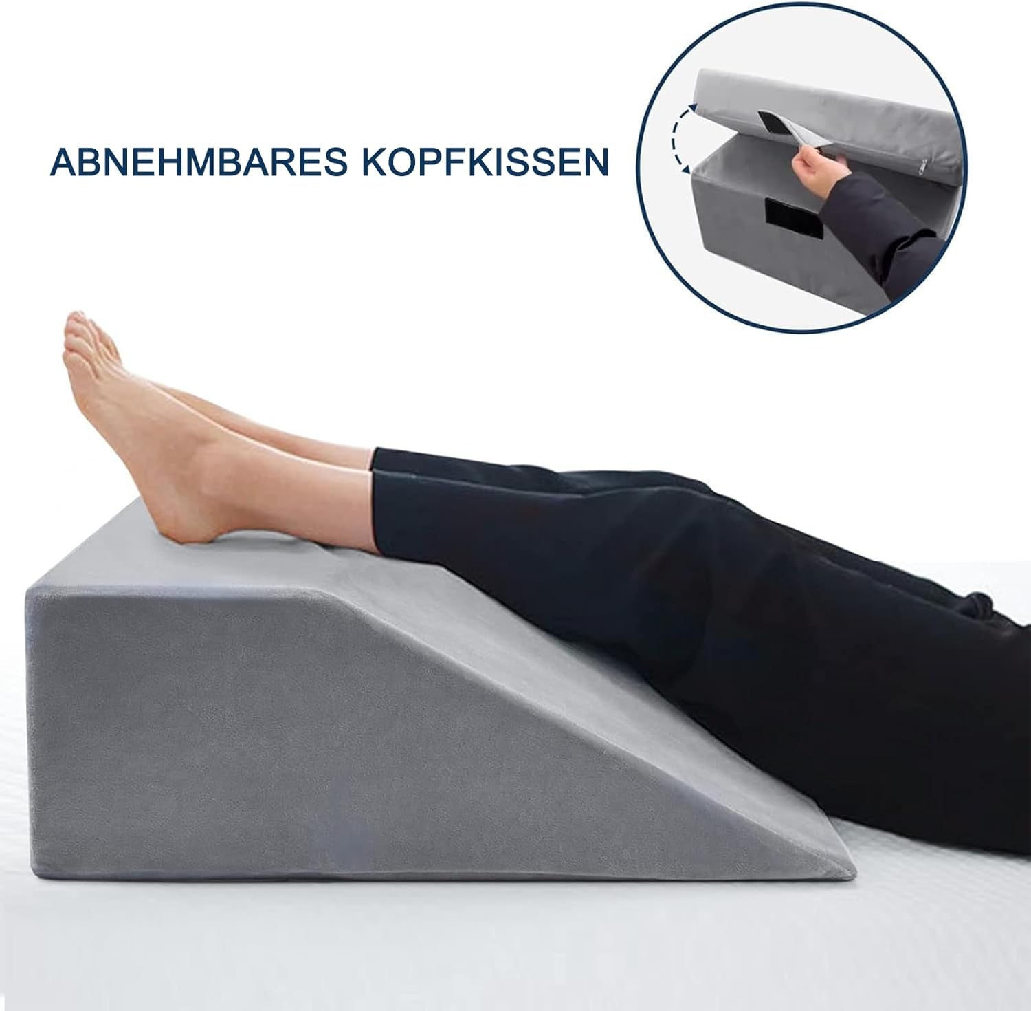 Pernă de citit și pernă cu pană pentru ridicarea picioarelor, pernă din spumă cu memorie pentru gât, spate și picioare, pernă detașabilă multifuncțională pentru pat, canapea, șezut, dormit și odihnă (gri)