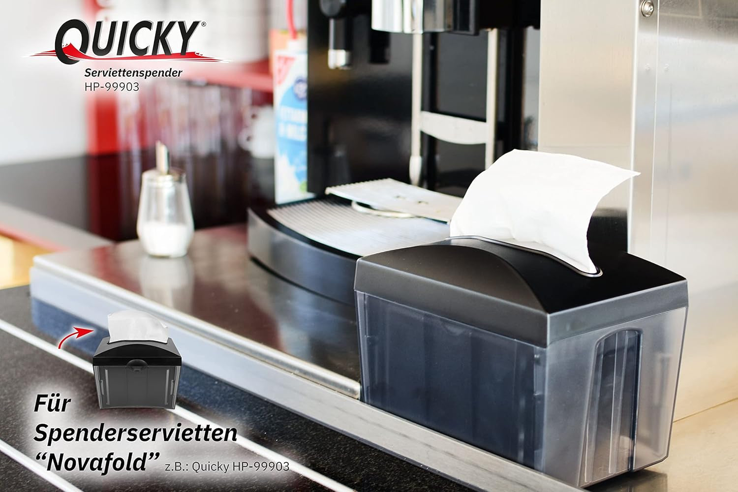 Șervețel dispenser Quicky "Interfold" | 16.5 Cm X 20.5 | alb strălucitor, celuloză, 2 straturi | 8,000 bucăți