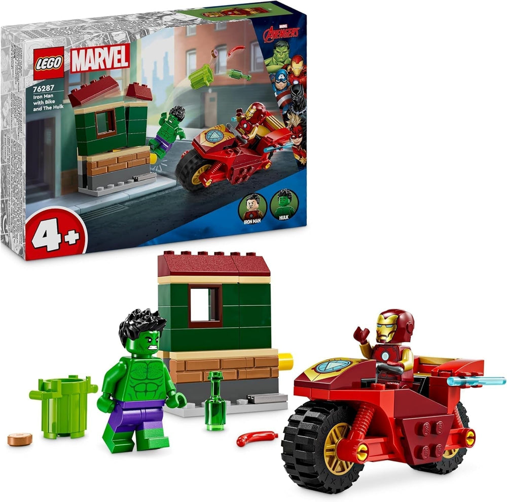 LEGO Marvel Iron Man s kolem a Hulkem, stavebnice superhrdina pro děti, sada kol a minifigurek, dárek pro dívky a chlapce 4 roky 76287 stavebnic Besuche den LEGO-Store Výchozí název