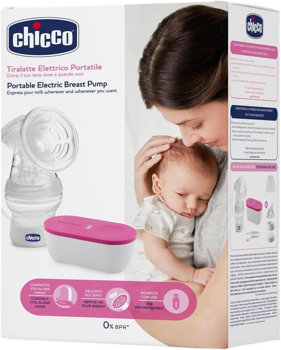 Chicco, přenosná elektrická odsávačka mateřského mléka, 5 stupňů intenzity, 150 ml Potraviny a doplňky pro kojení Bebe Naty Shop