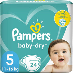 Plenky Pampers pro miminka vel. 5 (11-16 kg), 24 kusů, až 12 hodin ochrany proti protečení