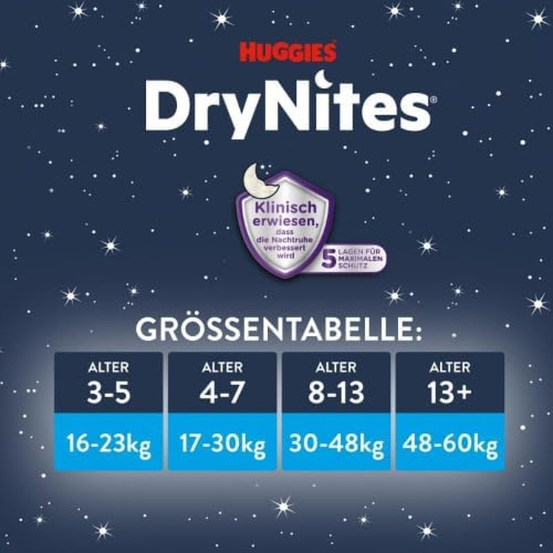 Super absorpční noční pleny Huggies DryNites pro dívky 4-7 let, 4 x 16 kalhotkových plen (počet 64), měsíční balení