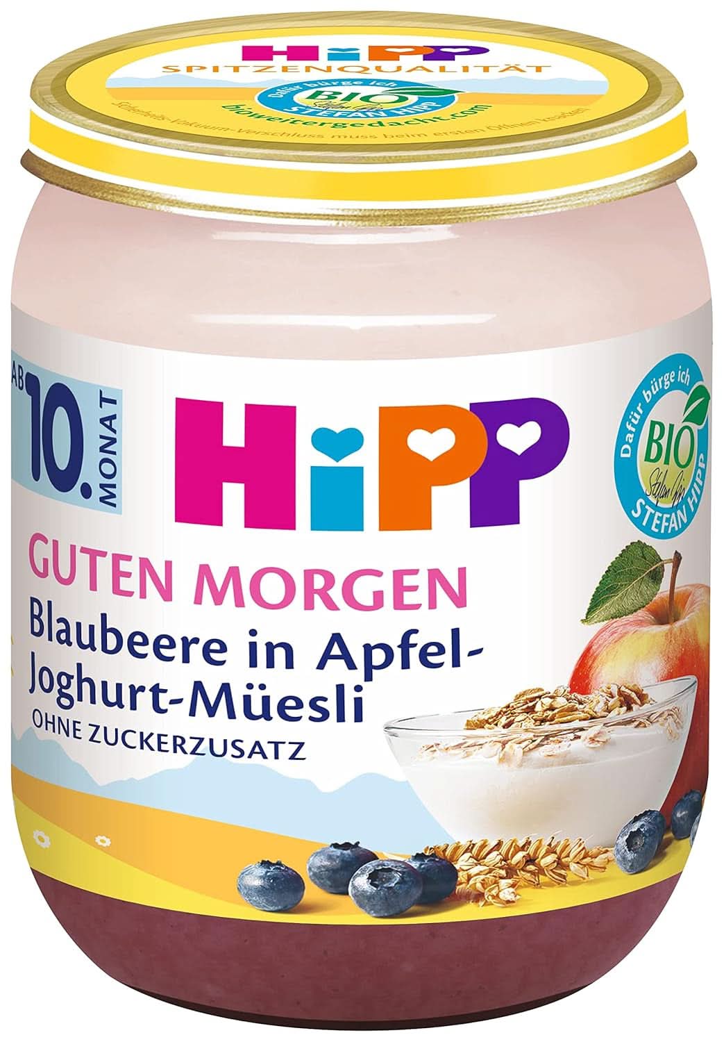 Hipp Bio dobré ráno, borůvka, jablko a jogurt müsli, 6 x 160 gramů Mother and Child Naty Shop