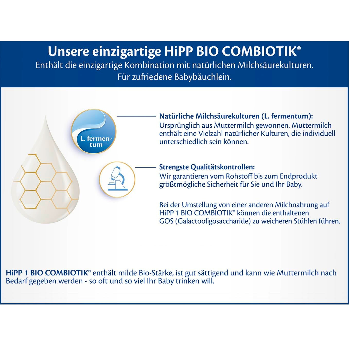 HiPP 1 Bio Combiotik (4 x 600 g), sušené mléko pro kojence od narození, s přírodními kulturami kyseliny mléčné a snadno upravitelným organickým škrobem, v nejlepší bio kvalitě