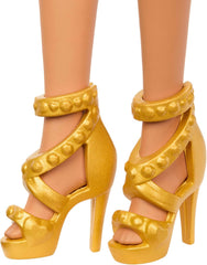 Păpușă Barbie Dansatoare de Turneu cu Rochie Roșie cu Volane, Pantofi de Dans, Păr Brun și Accesorii Trofeu de Dans, JFR09