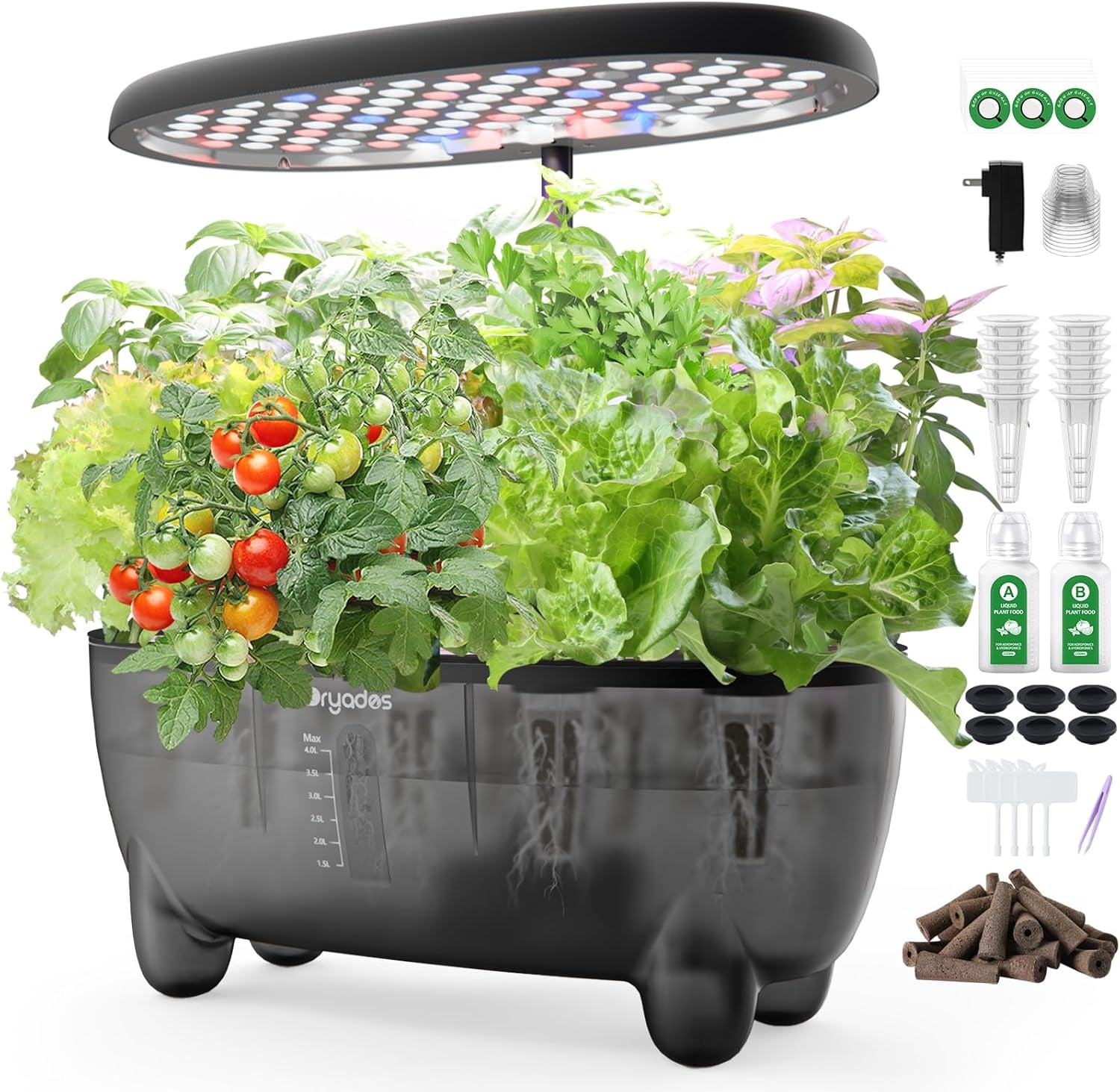 Hydroponic Grow System: 8 kapslí, 24W Full Spectrum LED Lamp s upozorněním na nízkou hladinu vody | Vnitřní zahrada pro kuchyň, obývací pokoj, školu | Tip na dárek pro amatérské zahradníky