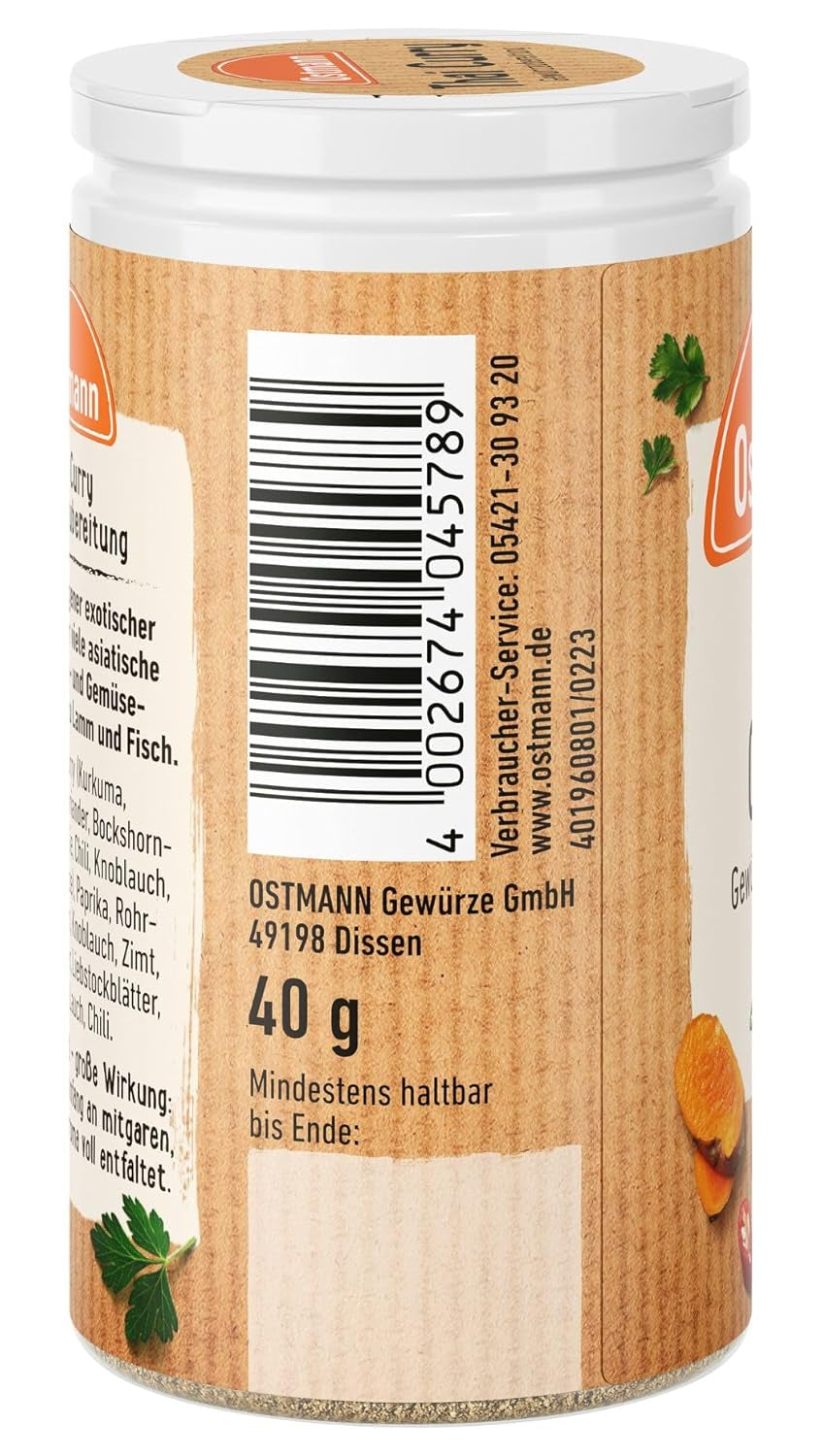 Ostmann Gewürze - Thai Curry Gewürzzubereitung | Nachfüllbare & recyklovatelné balení | 40 g v Der Streudose