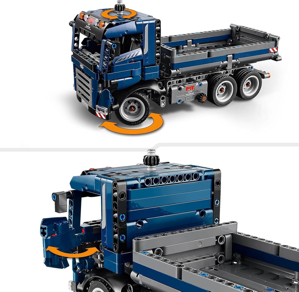 LEGO Technic Sklápěč s volantem a pohyblivým sklápěčem - modré stavební vozidlo - tip na dárek k narozeninám nebo k svátku - stavebnice pro chlapce a dívky od 9 let 42203 Stavebnice Besuche den LEGO-Store