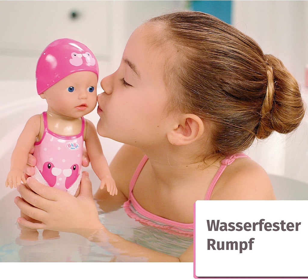 BABY Born My First Swim Girl, păpușă de baie cu vânt, impermeabilă, funcționează fără baterii, păpușă înaltă de 30 cm, 834060 Zapf Creation, roz Papusi Naty Shop