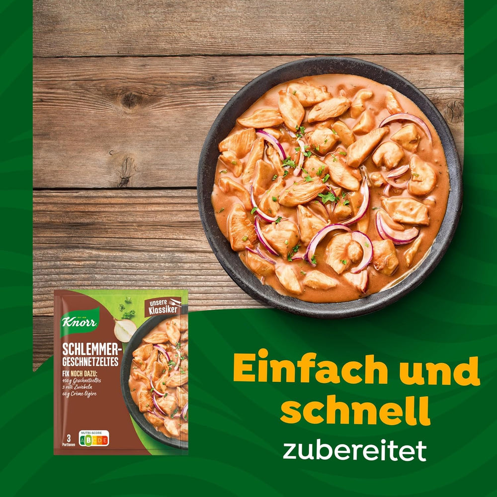 Knorr Fix Würzmischung Schlemmer-Geschnetzeltes für ein leckeres Fleischgericht ohne geschmacksverstärkende Zusatzstoffe 43 g 1 kus