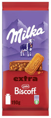 Milka Extra Biscoff Chocolate – Čokoláda z alpského mléka s křupavými kousky sušenek Lotus Biscoff – 190g