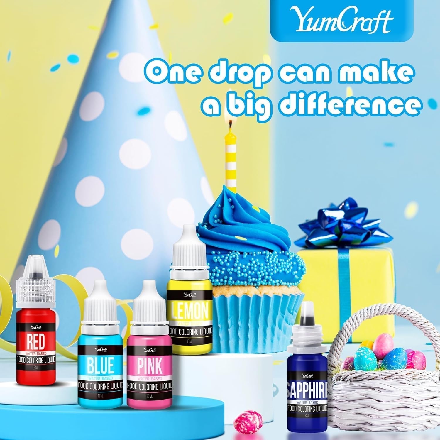 Colorant alimentar - 20 de culori colorant alimentar lichid foarte concentrat pentru prăjituri, copt, ouă de Paște, băuturi - colorant alimentar fără zahăr pentru fondant, glazură, slime, decorare tort - 10 ml fiecare