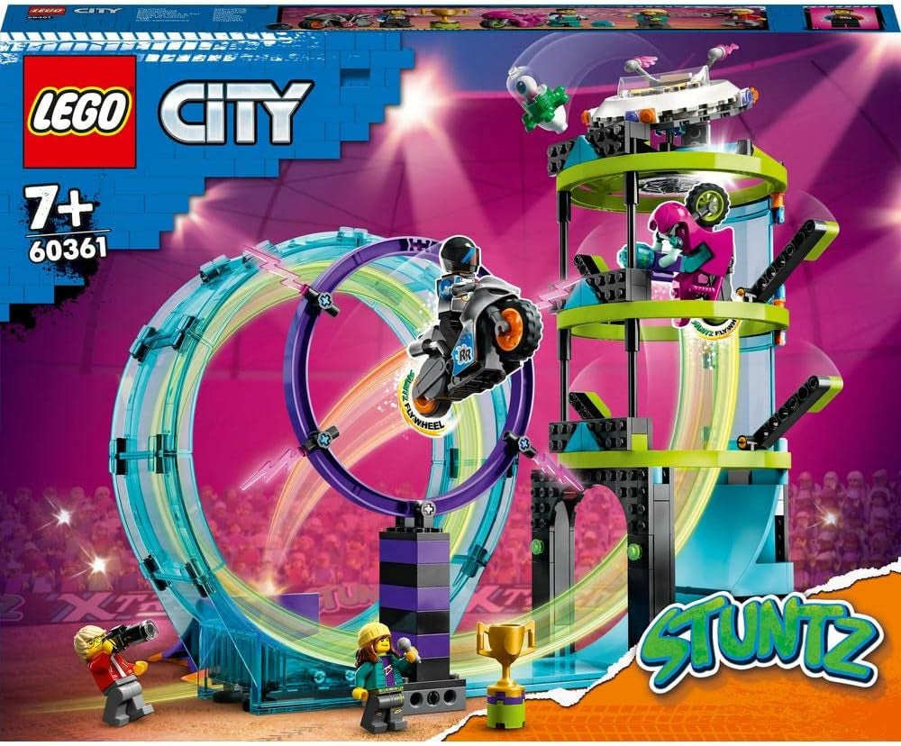 LEGO 60361 City Stuntz Ultimátní kaskadérská výzva, kaskadérské kousky 3v1 pro 1 nebo 2 hráče, se 2 dětskými kolovými motocykly, sada 2023 Stavebnice Besuche den LEGO-Store