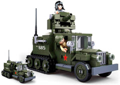 Sluban SL95556, WWII - Alliiertes Halbkettenfahrzeug [M38-B0685], Spielset, Klemmbausteine, Soldaten, mit Spielfigur, Army WWII, Multi Color