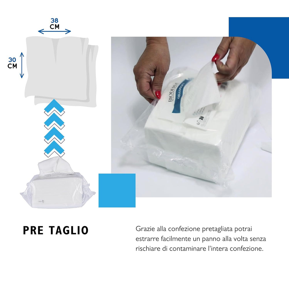 BIODERM Cellusoft - měkké, multifunkční, jednorázové viskózové a polyesterové vlhčené ubrousky - multifunkční ubrousky pro jemnou hygienu citlivé a zarudlé pokožky seniorů a dětí - 30 x 38 cm (50